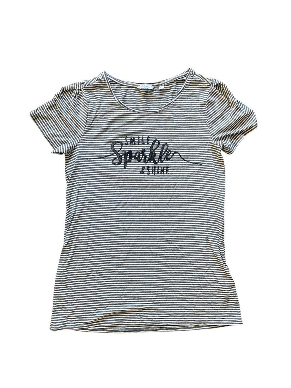Reitmans Gray White Stripe Tee XS
